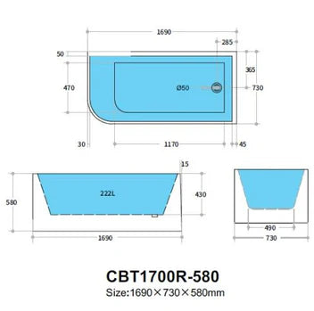 Casey Corner Back To Wall Bath Tub