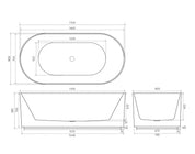 Ally Groove Matte White Fluted Freestanding Bath Tub