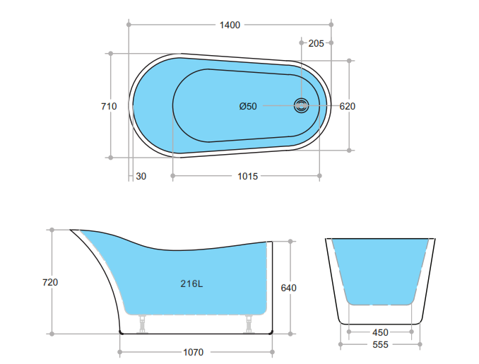 Bevel - Matte White Bathtub