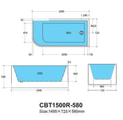 Casey Corner Back To Wall Bath Tub