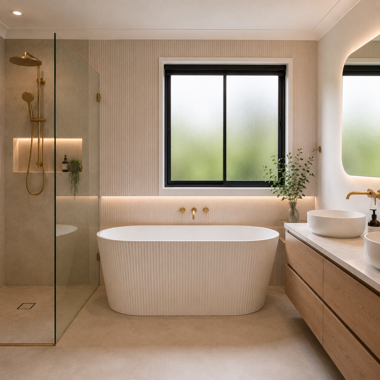 Ally Groove Matte White Fluted Freestanding Bath Tub