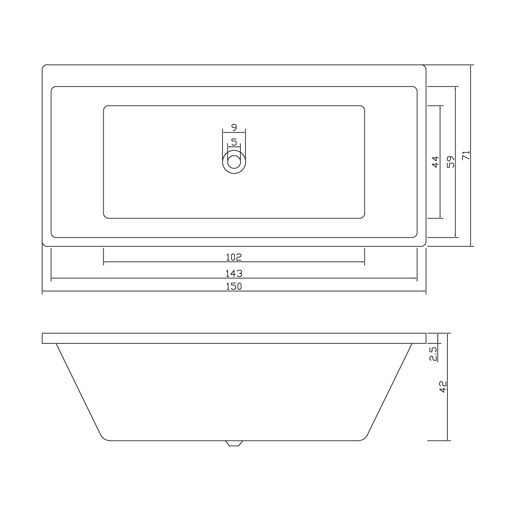 Dunton – Gloss White Drop In Bathtub