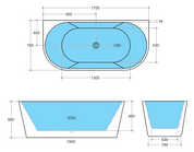 Elivia – Black & White Back-to-Wall Bathtub