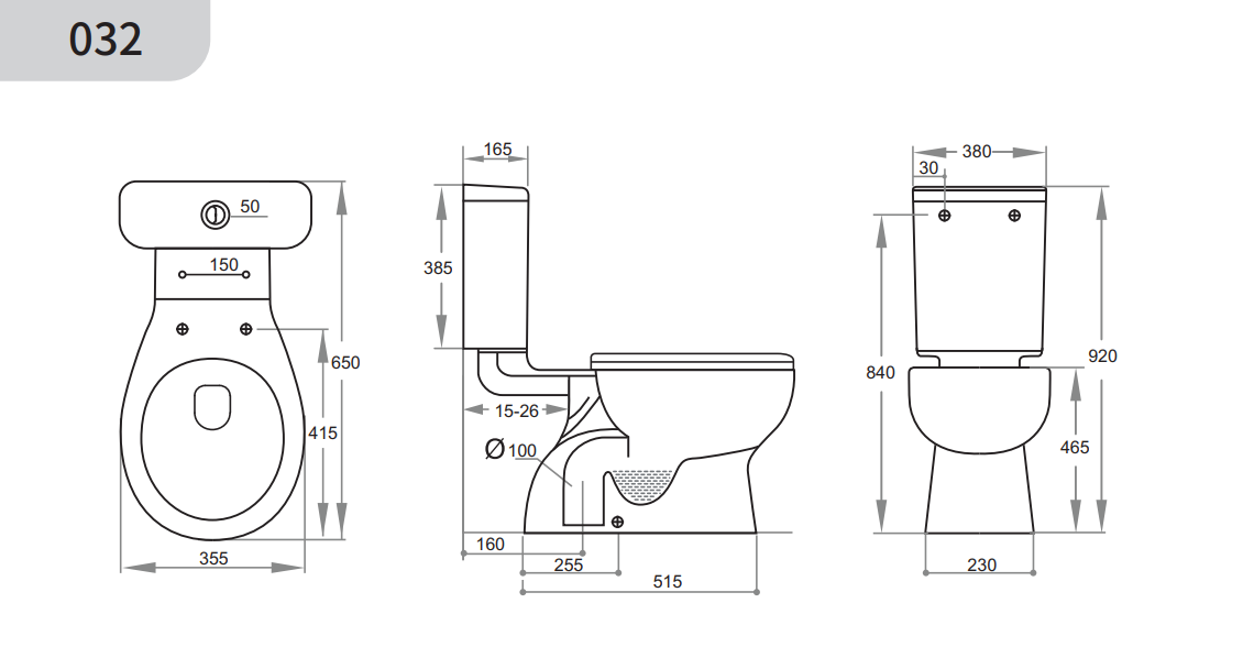 Link – Toilet Suite with Box Rim Pan (KDK032)