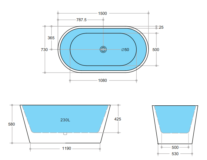 Ovia – B/W Freestanding Bathtub