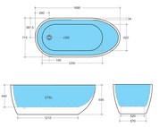 Veda – 1700mm Freestanding Bathtub