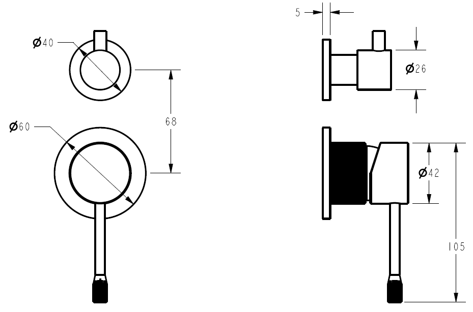 Linie Wall Mixer Diverter Trim Kit