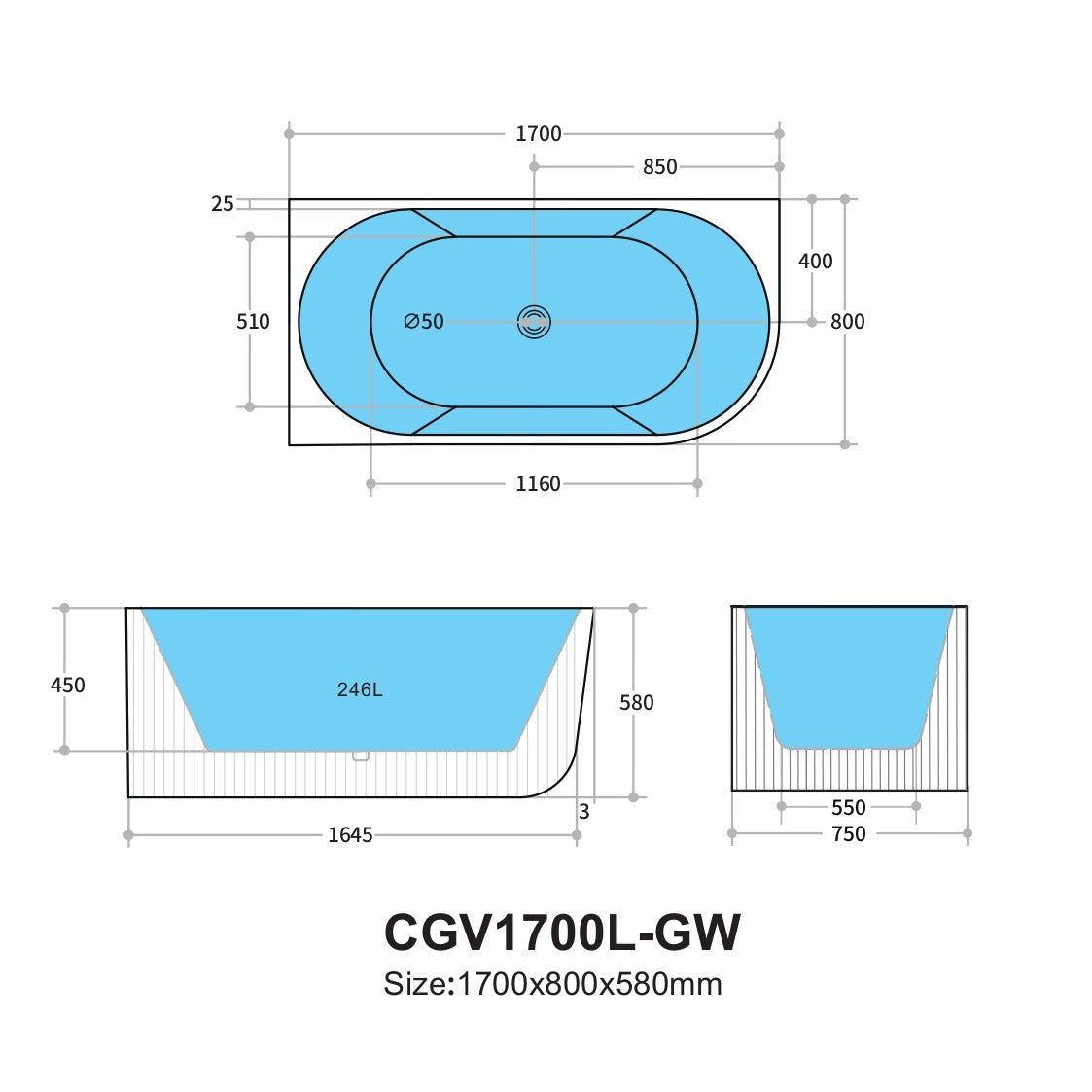 Capri Corner Bathtub