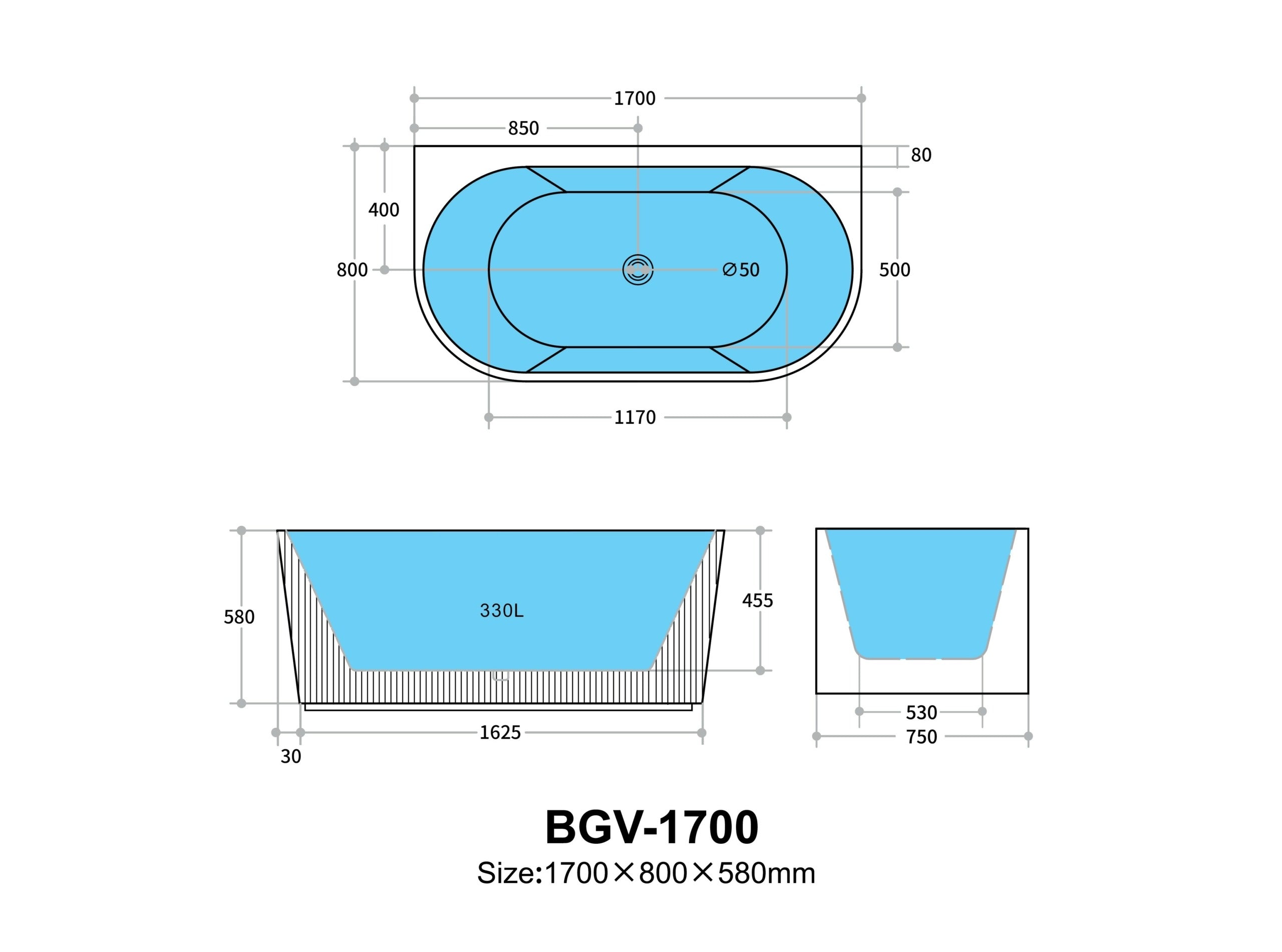Bari Back To Wall Bathtub