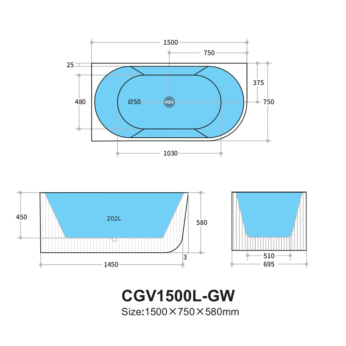 Capri Corner Bathtub
