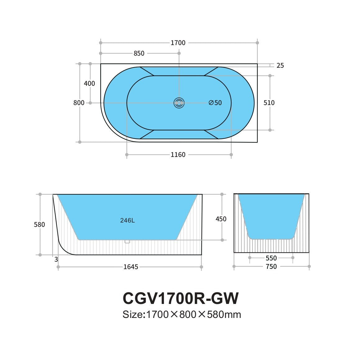 Capri Corner Bathtub