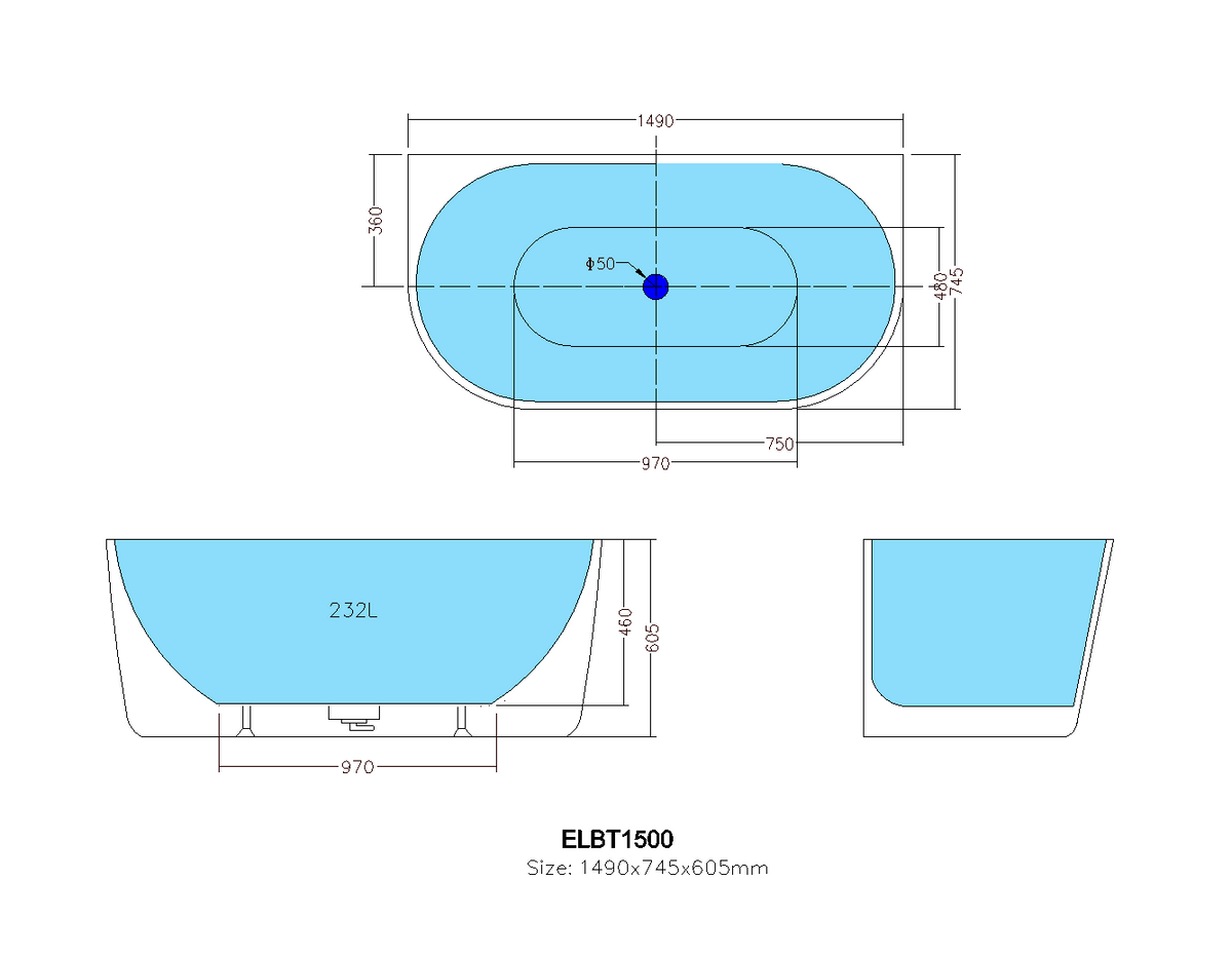 Elivia  Back-to-Wall Bathtub