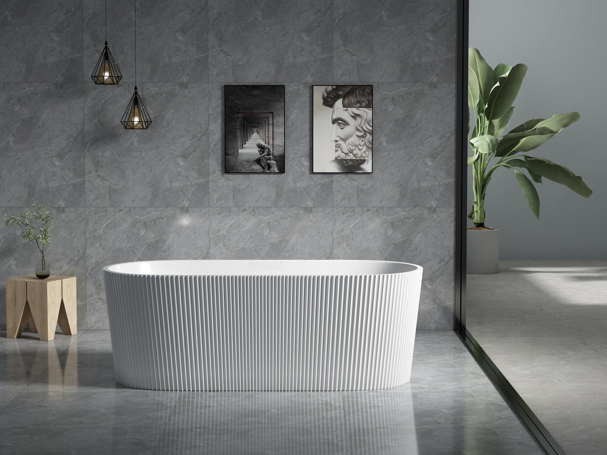 Ally Groove Matte White Fluted Freestanding Bath Tub