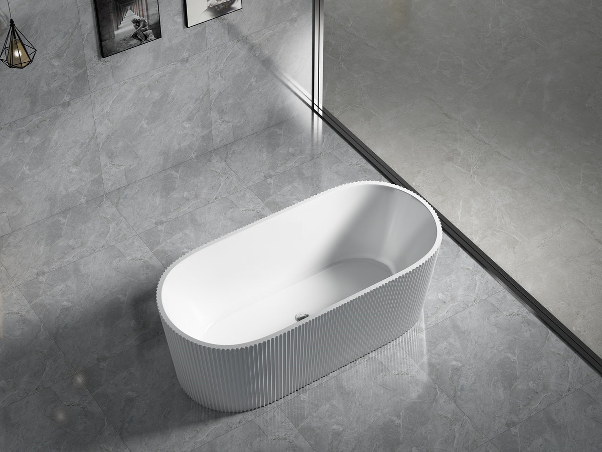 Ally Groove Matte White Fluted Freestanding Bath Tub