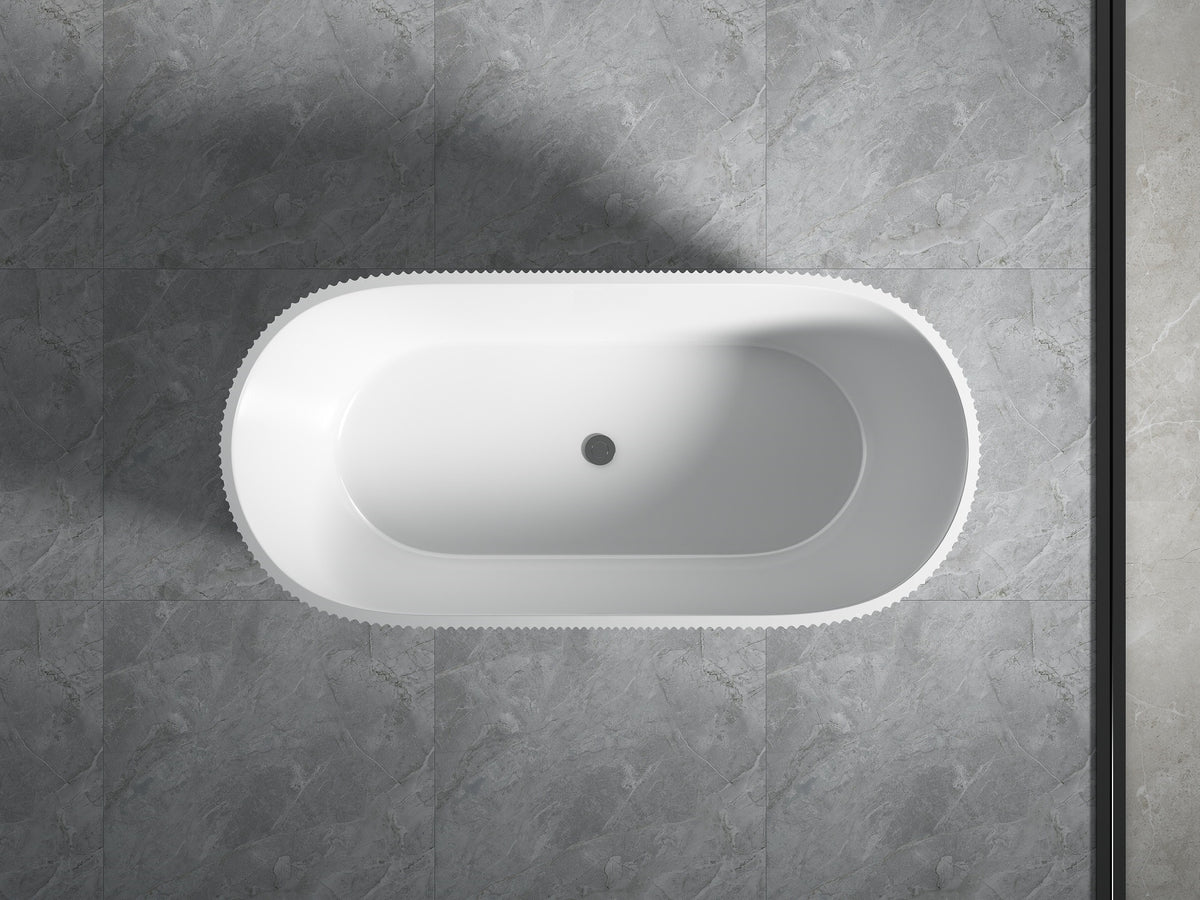 Ally Groove Matte White Fluted Freestanding Bath Tub