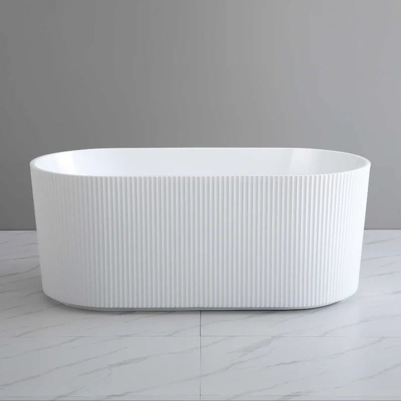Ally Groove Matte White Fluted Freestanding Bath Tub