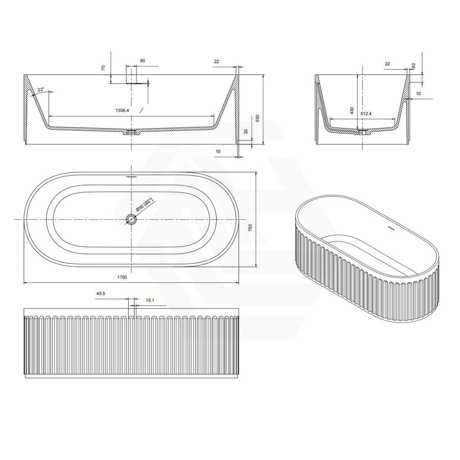 Cascade – Solid Surface Freestanding Bathtub